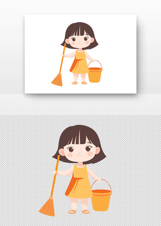 在打扫清洁扫地的女孩 在打扫清洁扫地的女孩