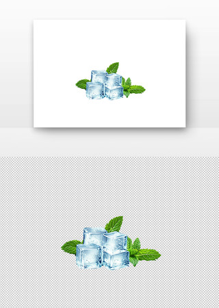 冰块与薄荷叶清凉夏日