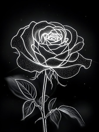 黑白线条勾勒梦幻玫瑰花 黑白线条勾勒梦幻玫瑰花