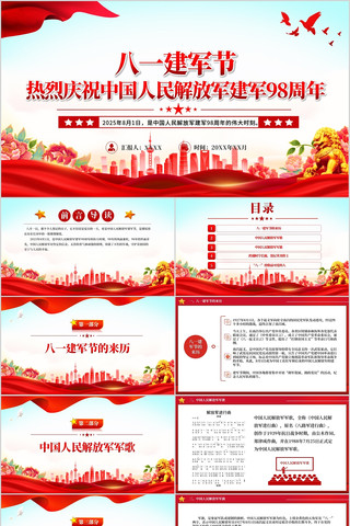 热烈庆祝中国人民解放军建军98周年PPT pptx