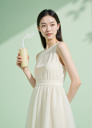 手拿饮品的美女