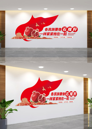民族团结标语党建文化墙 AI