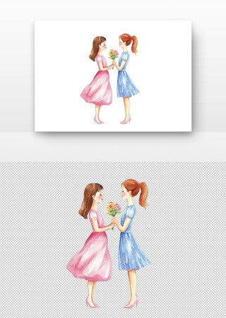 女孩互赠花束 女孩互赠花束