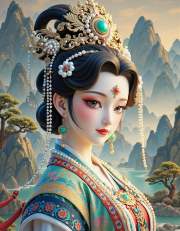 古装美女主题的插画