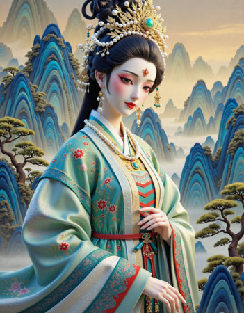 古装美女主题的插画