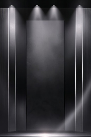 黑色舞台背景顶部聚光灯照射