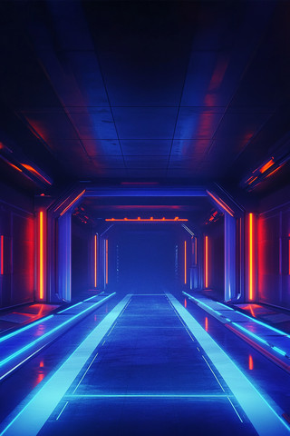 赛博朋克风的科幻隧道 赛博朋克风的科幻隧道