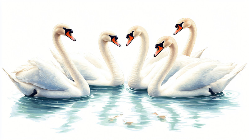 五只美丽的白色天鹅 五只美丽的白色天鹅