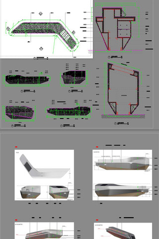 异形接待台CAD施工图 效果图 dwg
