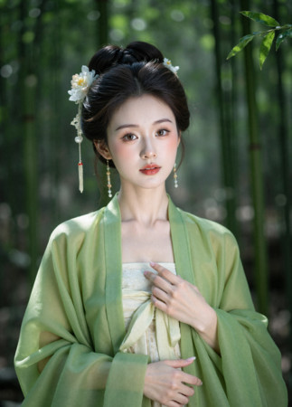 竹林里的古装美女