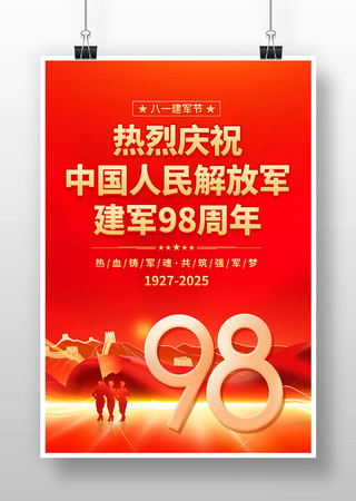 八一建军节98海报 PSD