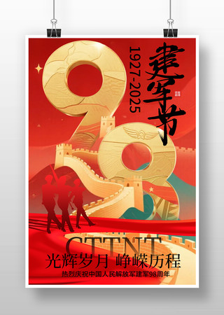 八一建军节98周年海报 PSD