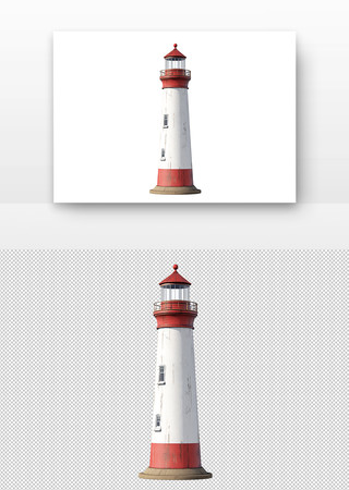 高耸的红白相间的灯塔 高耸的红白相间的灯塔