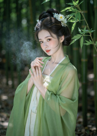竹林里的汉服美女