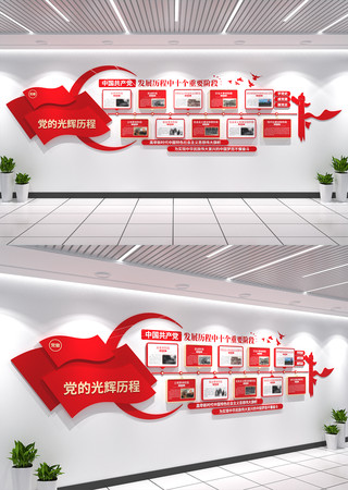 中国共产党十个重大阶段文化墙党史文化墙 CDR