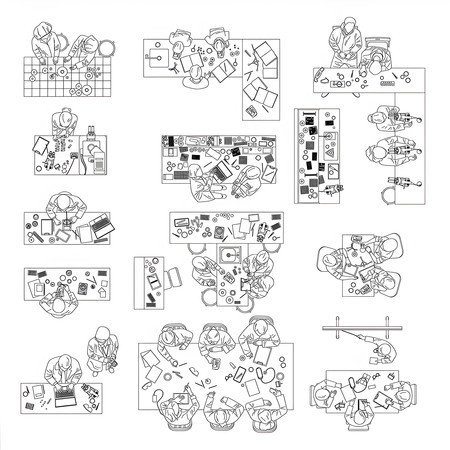 办公家具俯视图CAD图库
