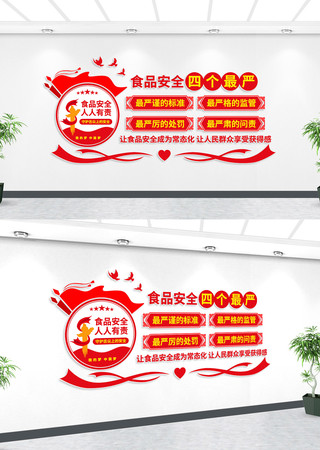 食品安全四个最严党建宣传墙 AI