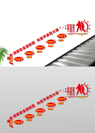 校园消防安全宣传楼道文化墙