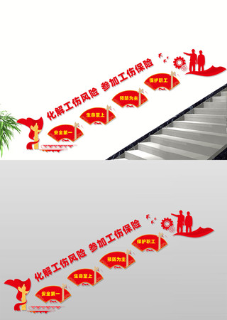 预防工伤风险楼道文化墙