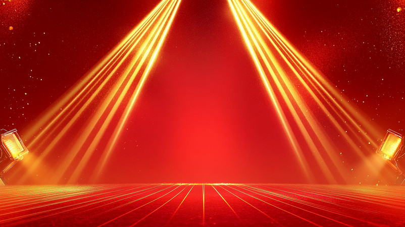 红色背景舞台聚光灯效果