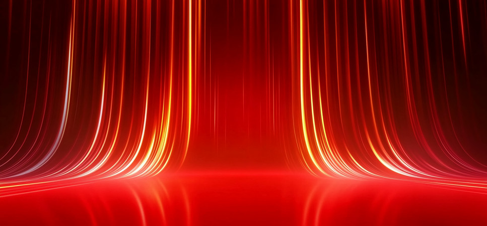 红色幕布与光线交织的抽象背景 红色幕布与光线交织的抽象背景