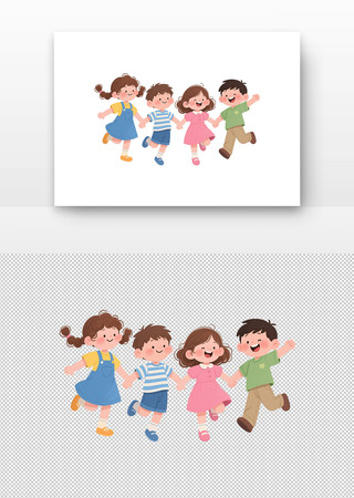 六一儿童节快乐孩子卡通风绘画元素