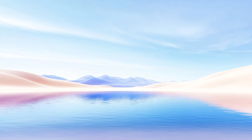 沙漠湖泊与远山的梦幻风光 沙漠湖泊与远山的梦幻风光