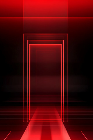 红光通道深邃空间与几何线条的融合