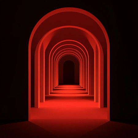 红色拱门隧道深邃神秘 红色拱门隧道深邃神秘