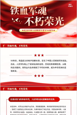 铁血军魂不朽荣光建军98周年PPT