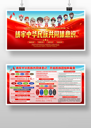 铸牢中华民族共同体意识民族团结教育展板素材