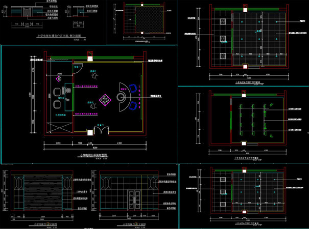 电视台录制播音广播室 dwg