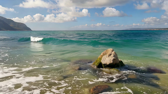 海边礁石海浪自然风光 海边礁石海浪自然风光