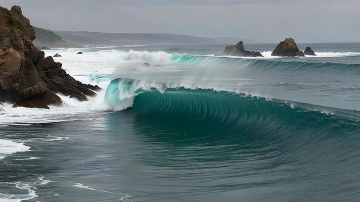 海边礁石与翻滚海浪素材 海边礁石与翻滚海浪素材