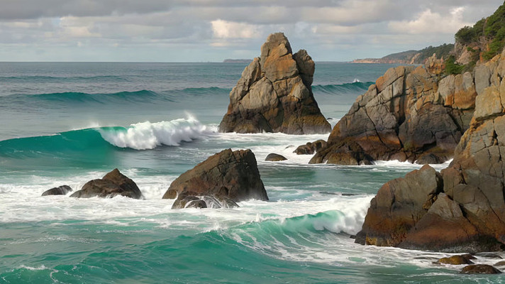 海浪拍打礁石海景素材 海浪拍打礁石海景素材