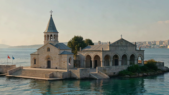 海上教堂建筑全景