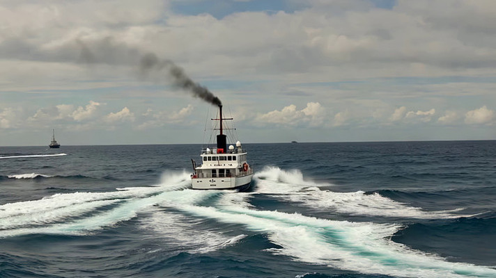 海洋中航行的白色船只