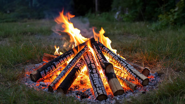 户外燃烧的篝火 户外燃烧的篝火