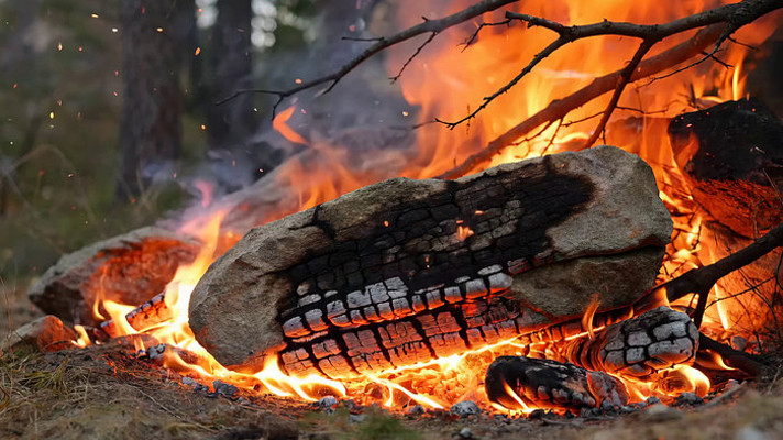 户外燃烧的篝火特写 户外燃烧的篝火特写