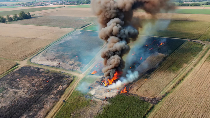 农田火灾航拍素材 农田火灾航拍素材