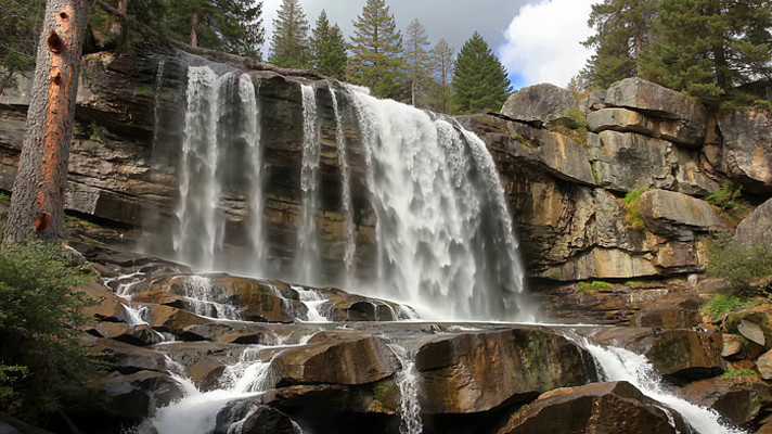 森林中的瀑布自然景观 森林中的瀑布自然景观