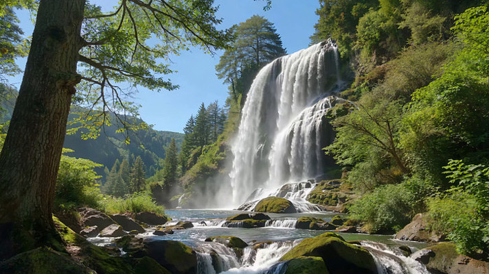 森林中的瀑布自然景观 森林中的瀑布自然景观
