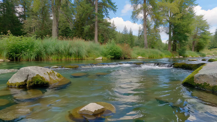 森林中河流自然风光 森林中河流自然风光
