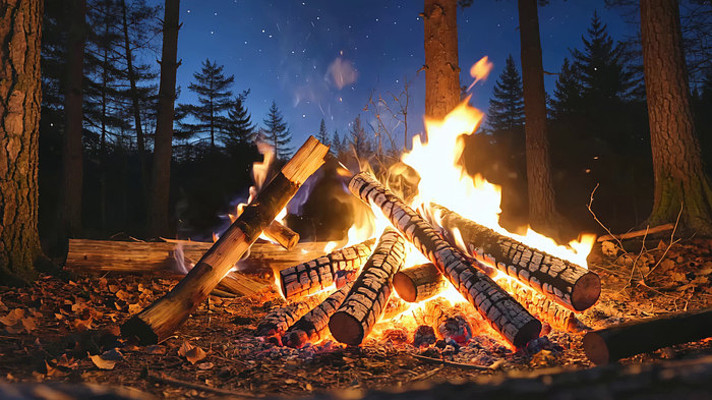 森林中燃烧的篝火 森林中燃烧的篝火