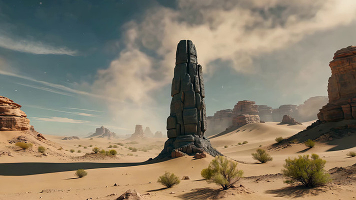 沙漠中的高耸岩石景观 沙漠中的高耸岩石景观