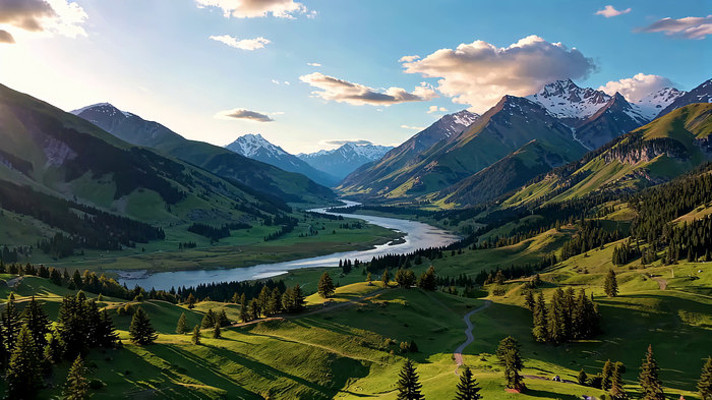 山谷河流山脉自然风光 山谷河流山脉自然风光