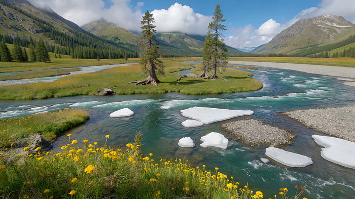 山间河流森林自然风光 山间河流森林自然风光