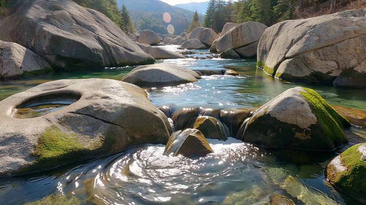 山间河流与巨石自然景观 山间河流与巨石自然景观