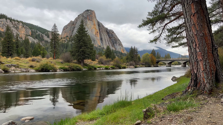 山间河流与桥梁自然景观 山间河流与桥梁自然景观
