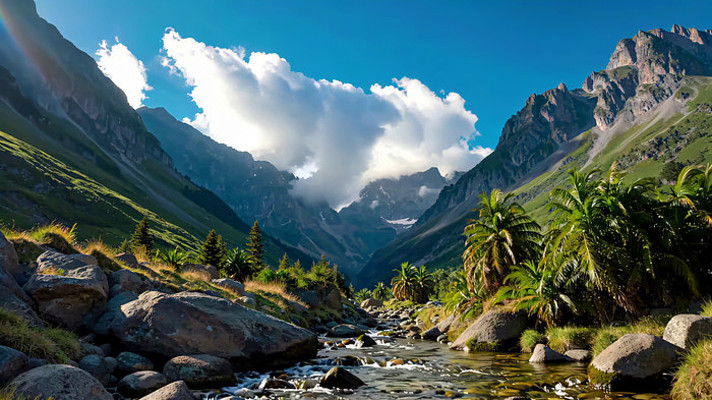 山间河流自然风光全景 山间河流自然风光全景